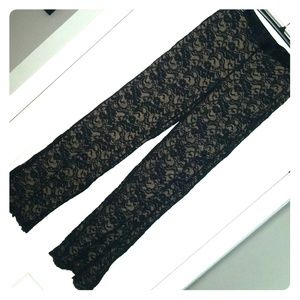 Black Lace Pants with Nude lining